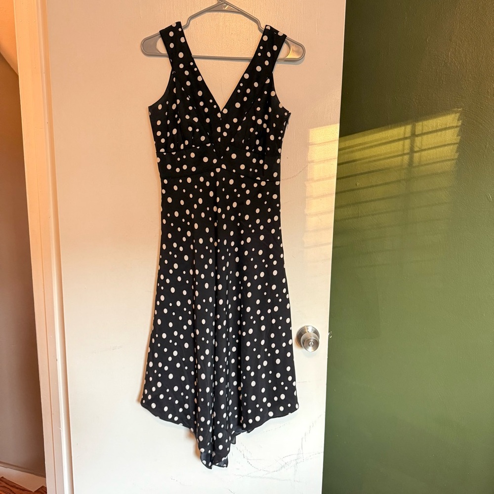 Inc international concepts black and white polka dot silk tank dress size 2